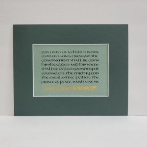 Hand-lettered Calligraphy Print - For unto us a Child is born - Isaiah 9:6 - Inspired Word Calligraphy