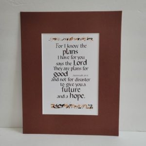Hand-lettered Calligraphy Print - For I know the plans - Jeremiah 29:11 - Inspired Word Calligraphy